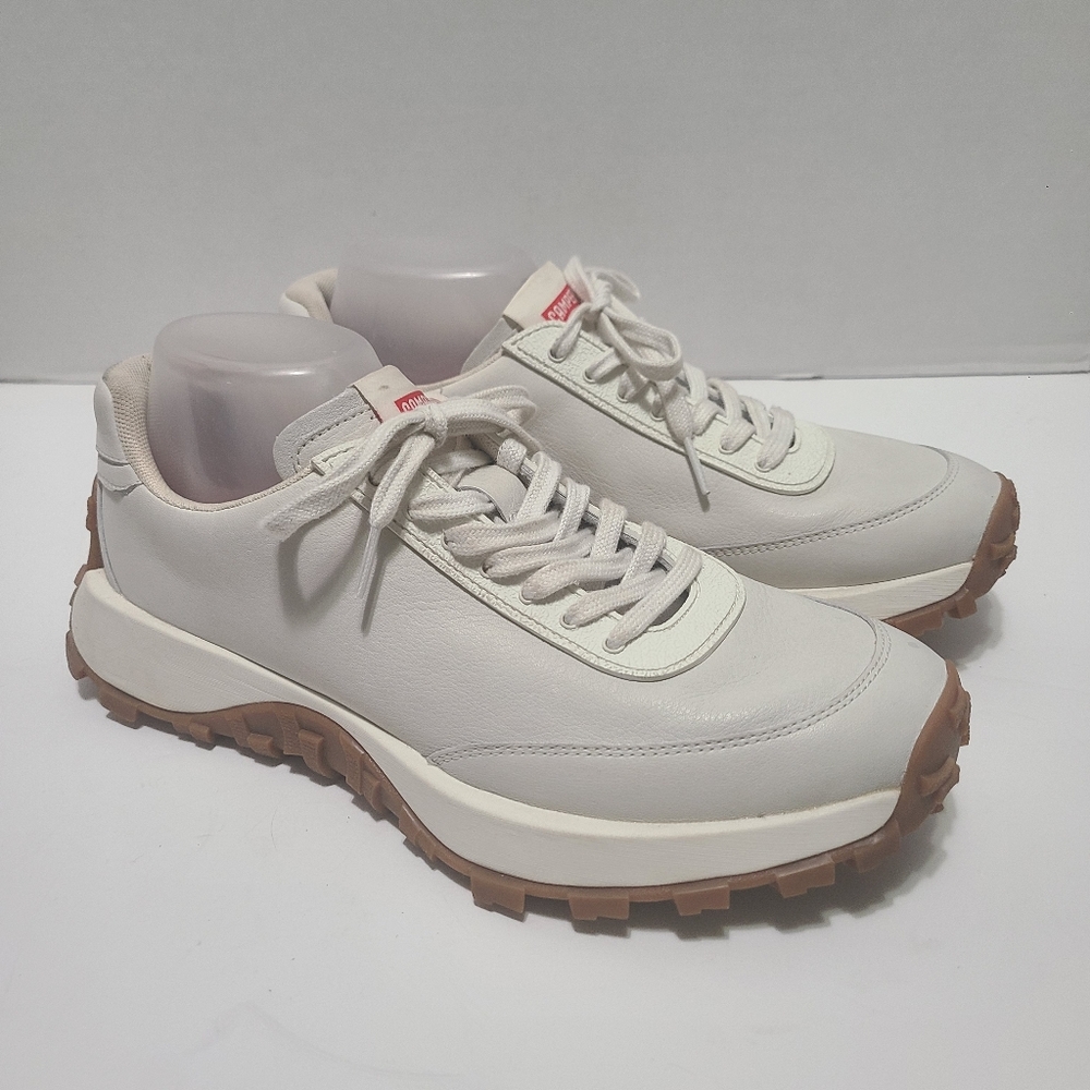 Camper Men's Drift Trail Vibram White and Tan Leather Sneakers Size 41/8